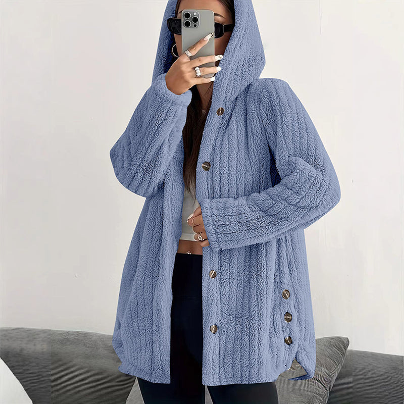 ⏳ Limited Time 60% Off!❄️Women's Loose-Fit Hooded Plush Jacket