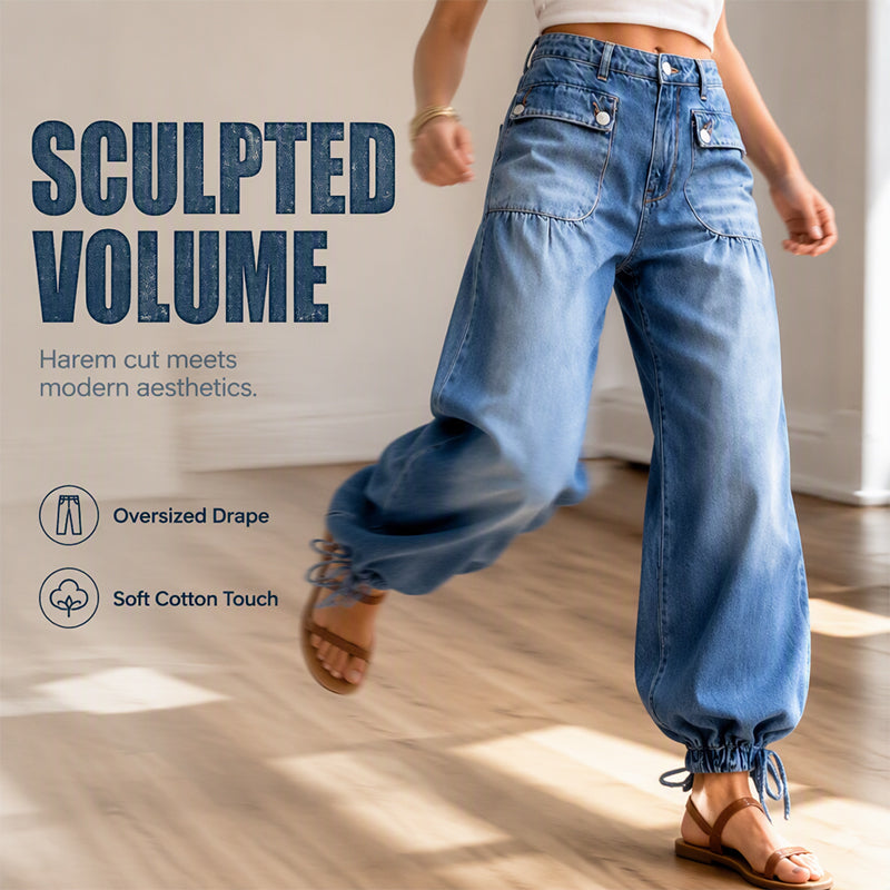 🖤Black Friday Sale:50% OFF🖤👖 Women's High-Waisted Balloon Jeans with Drawstring Cuffs