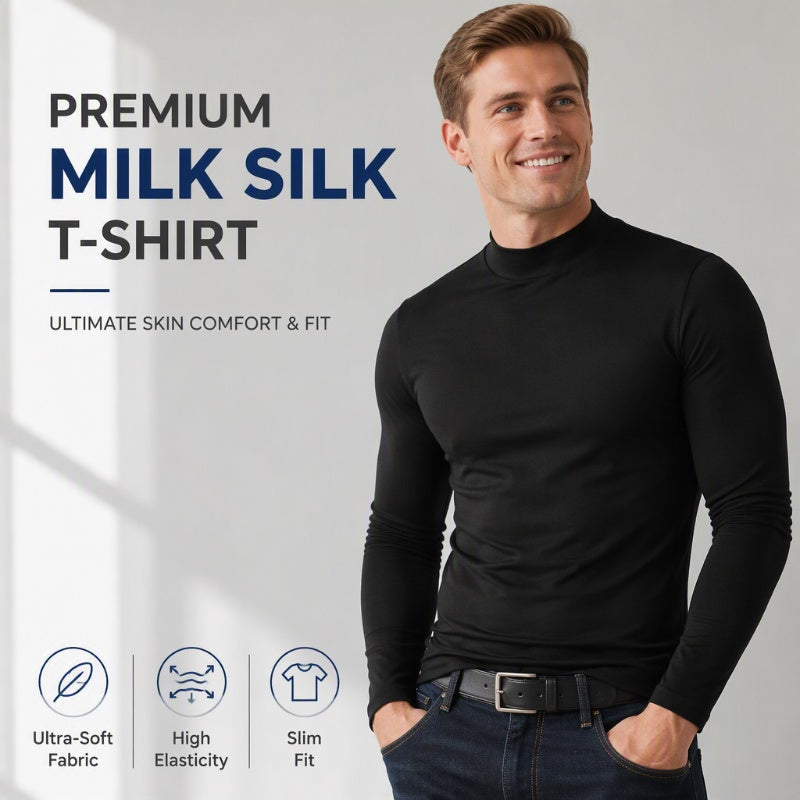 🖤Black Friday Sale:50% OFF🖤✨Men's Slim Fit Mock Turtleneck Top – Sleek, Stretchy, Modern Everyday Essential