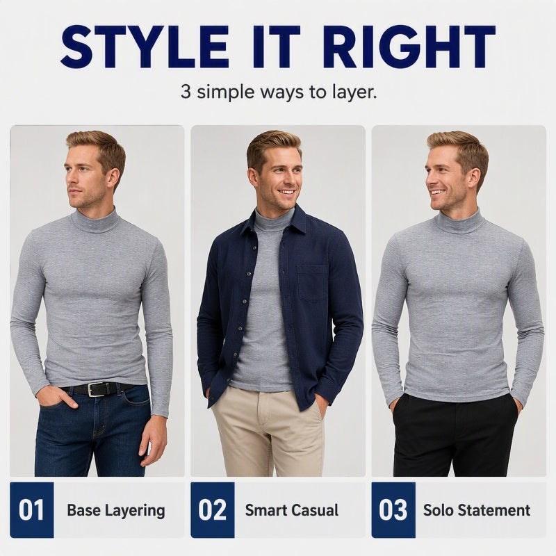 🖤Black Friday Sale:50% OFF🖤✨Men's Slim Fit Mock Turtleneck Top – Sleek, Stretchy, Modern Everyday Essential