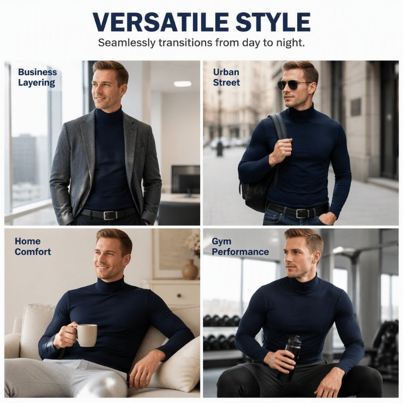 🖤Black Friday Sale:50% OFF🖤✨Men's Slim Fit Mock Turtleneck Top – Sleek, Stretchy, Modern Everyday Essential