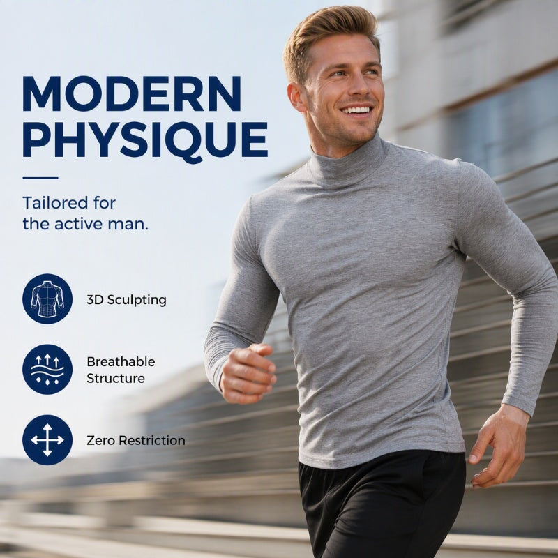 🖤Black Friday Sale:50% OFF🖤✨Men's Slim Fit Mock Turtleneck Top – Sleek, Stretchy, Modern Everyday Essential