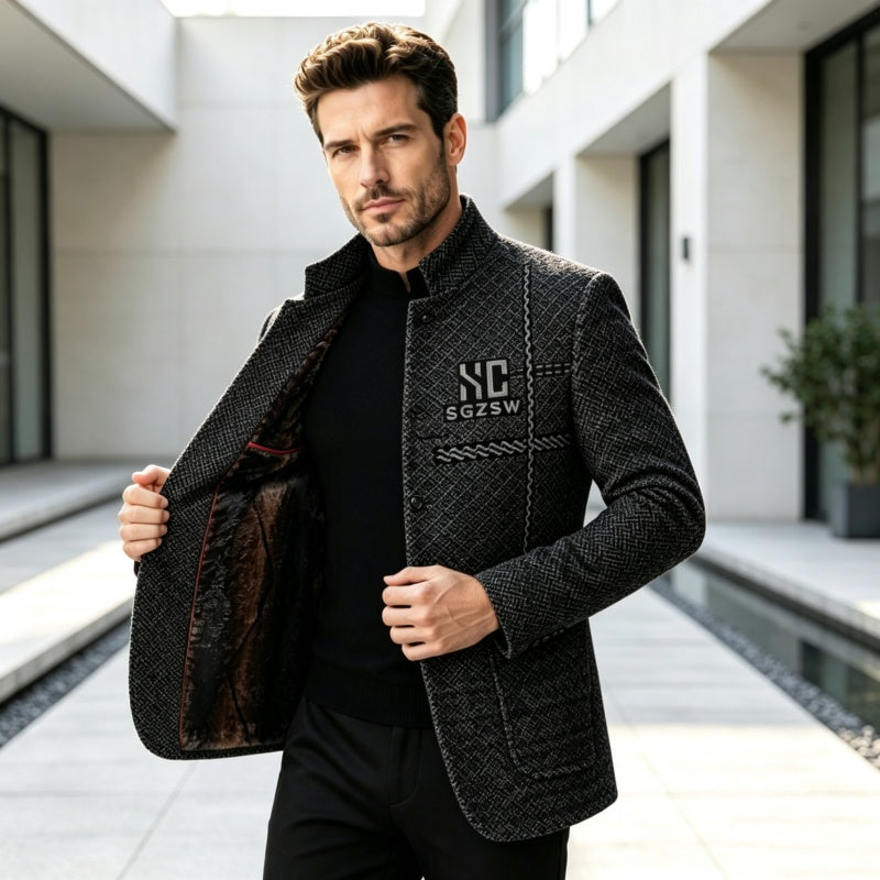🖤Black Friday Sale:50% OFF🖤 Men's Slim-Fit Mandarin Collar Blazer