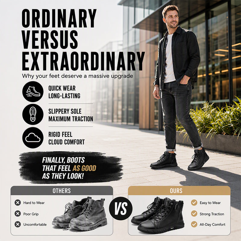 🥾 Built Tough for Everyday Wear | Men's Waterproof Genuine Leather Combat Boots