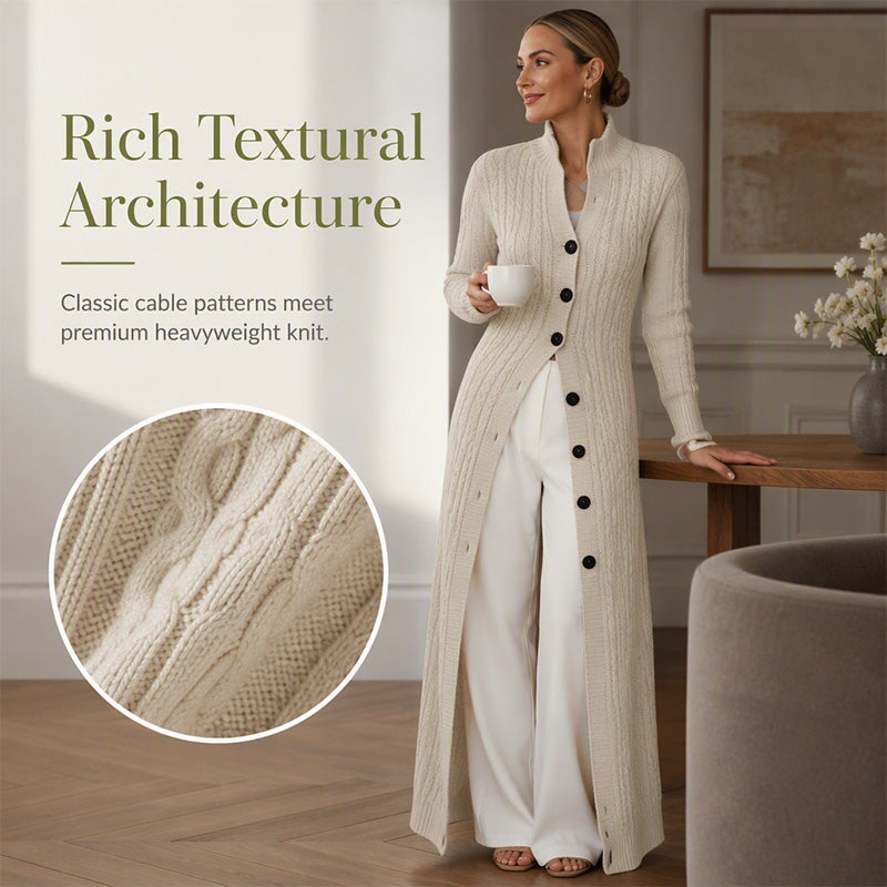 💖Black Friday Mega Deal – 50% off!💖 🧶 Long-Line Warmth, Flattering Texture | Women's Cable Knit Duster Cardigan