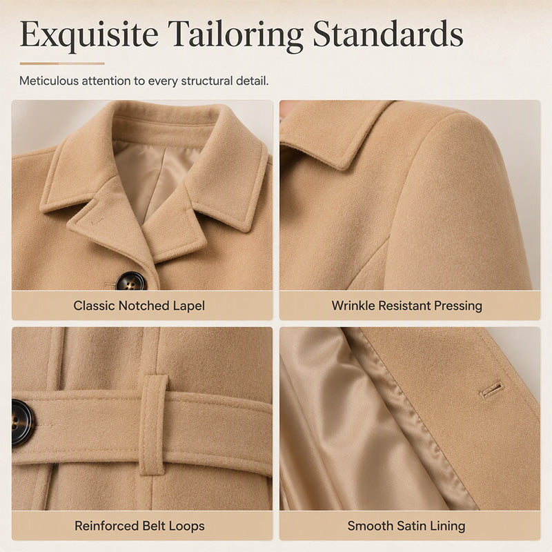 🧥 Cinched Waist, Polished Silhouette | Women's Belted Single-Breasted Coat