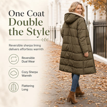 🧥 Two Looks, One Cozy Coat ❄️Women's Reversible Hooded Padded Coat