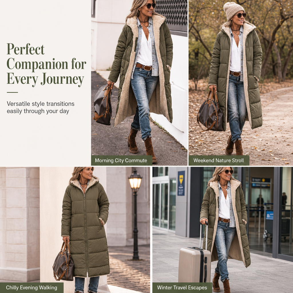 🧥 Two Looks, One Cozy Coat ❄️Women's Reversible Hooded Padded Coat