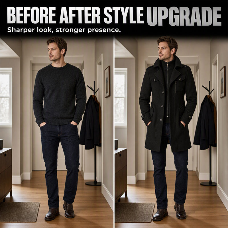 🧥 Sharp Layered Collar, Refined Mid-Length Fit | Men's Overcoat