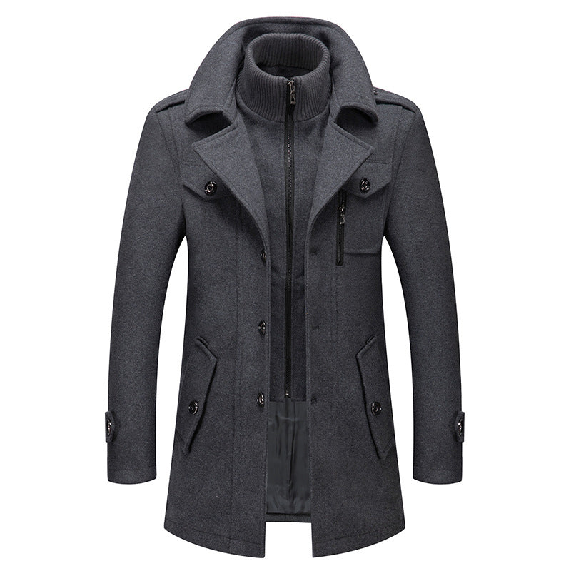 🧥 Sharp Layered Collar, Refined Mid-Length Fit | Men's Overcoat