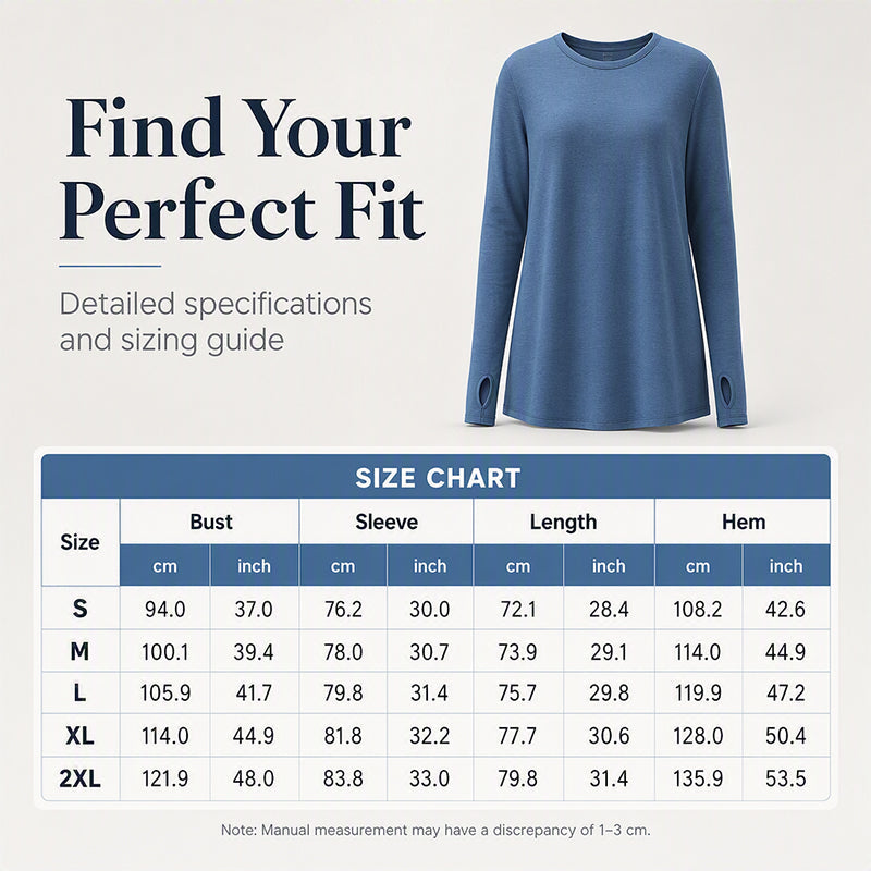 ✨ Easy Everyday Style | Women's Casual Crewneck Top with Thumbholes