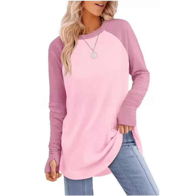 ✨ Easy Everyday Style | Women's Casual Crewneck Top with Thumbholes
