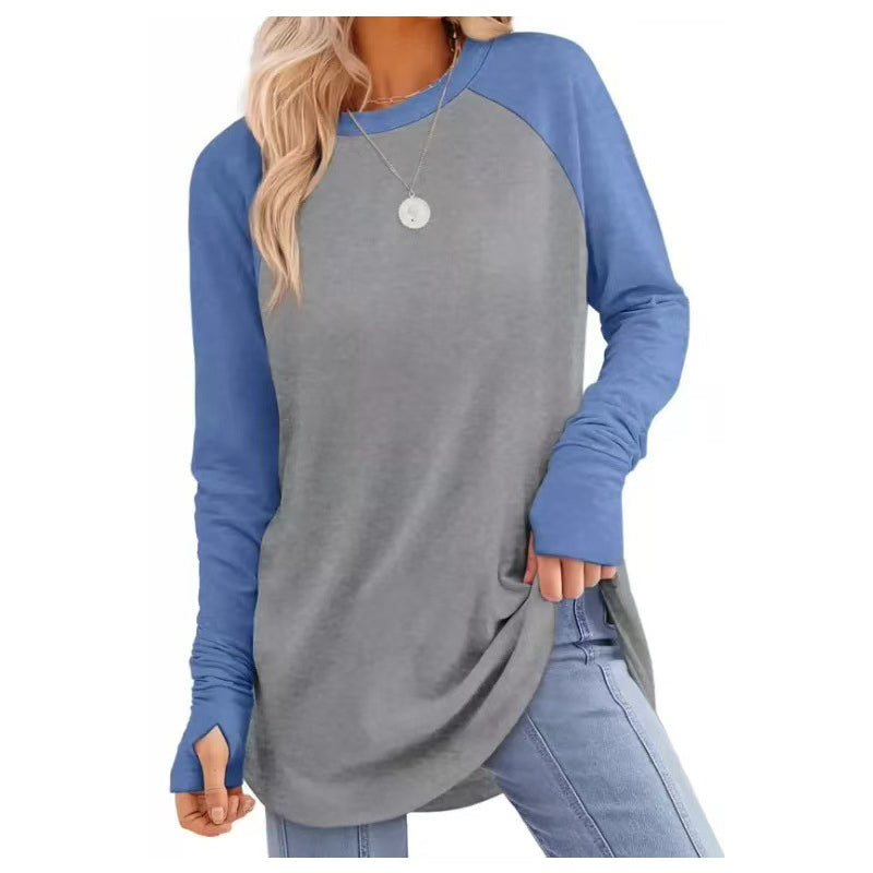 ✨ Easy Everyday Style | Women's Casual Crewneck Top with Thumbholes