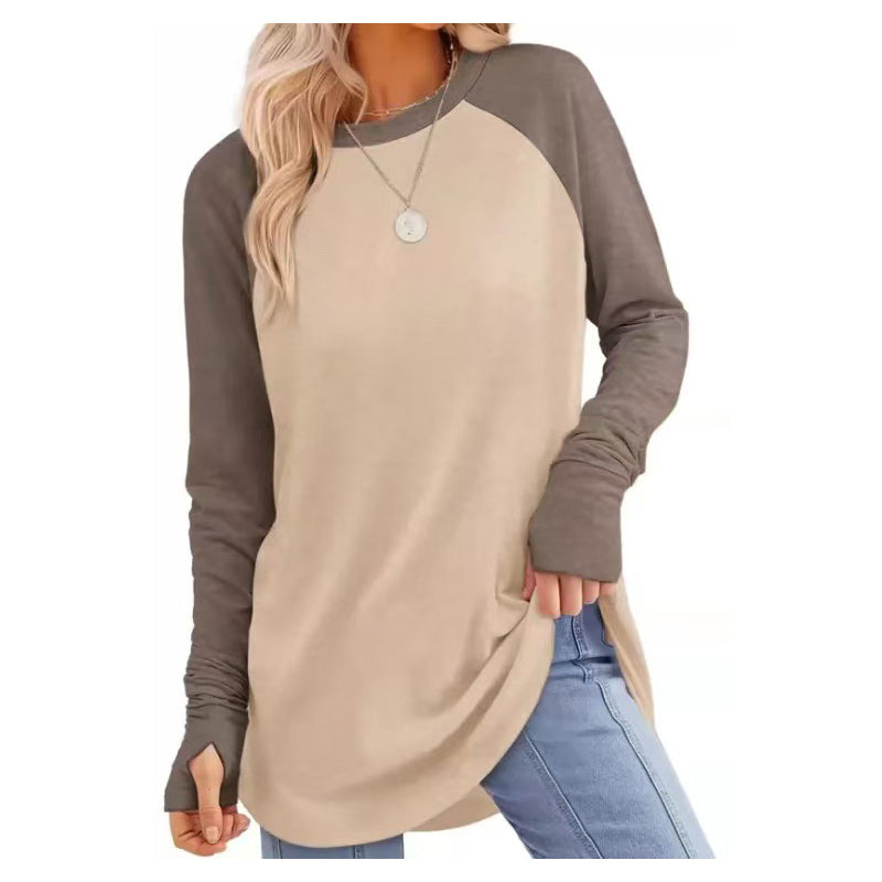 ✨ Easy Everyday Style | Women's Casual Crewneck Top with Thumbholes