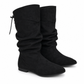 🥾 Women's Lace-Up Slouch Mid-Calf Boots – Vintage Casual Chunky Heel Ankle Boots