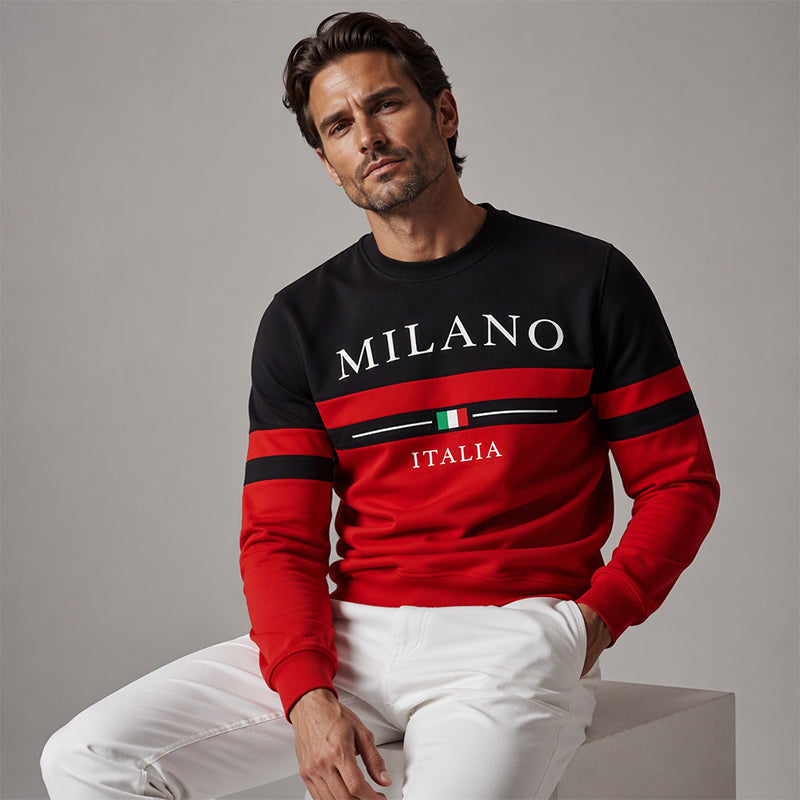 ✨Milano Italia Style, Bold Contrast | Men's Striped Graphic Sweatshirt