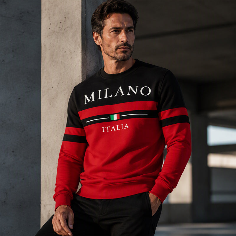 ✨Milano Italia Style, Bold Contrast | Men's Striped Graphic Sweatshirt