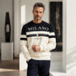 ✨Milano Italia Style, Bold Contrast | Men's Striped Graphic Sweatshirt