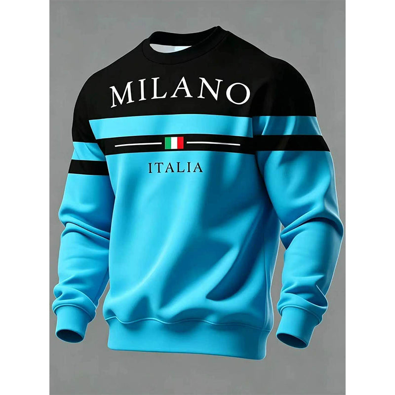 ✨Milano Italia Style, Bold Contrast | Men's Striped Graphic Sweatshirt