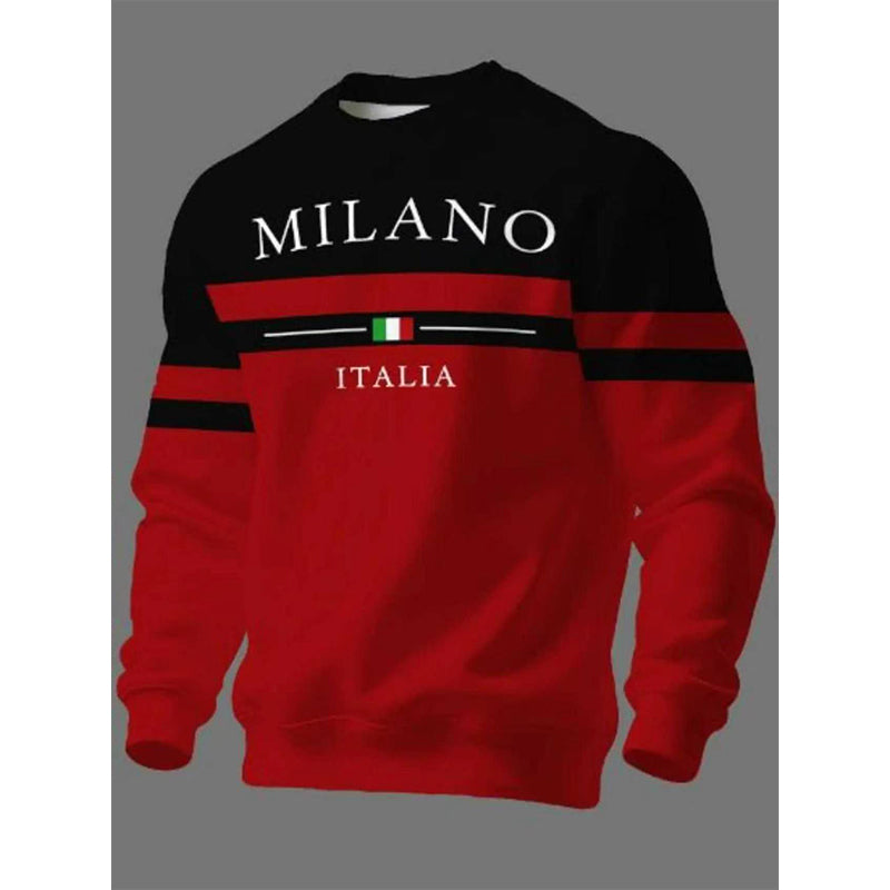 ✨Milano Italia Style, Bold Contrast | Men's Striped Graphic Sweatshirt
