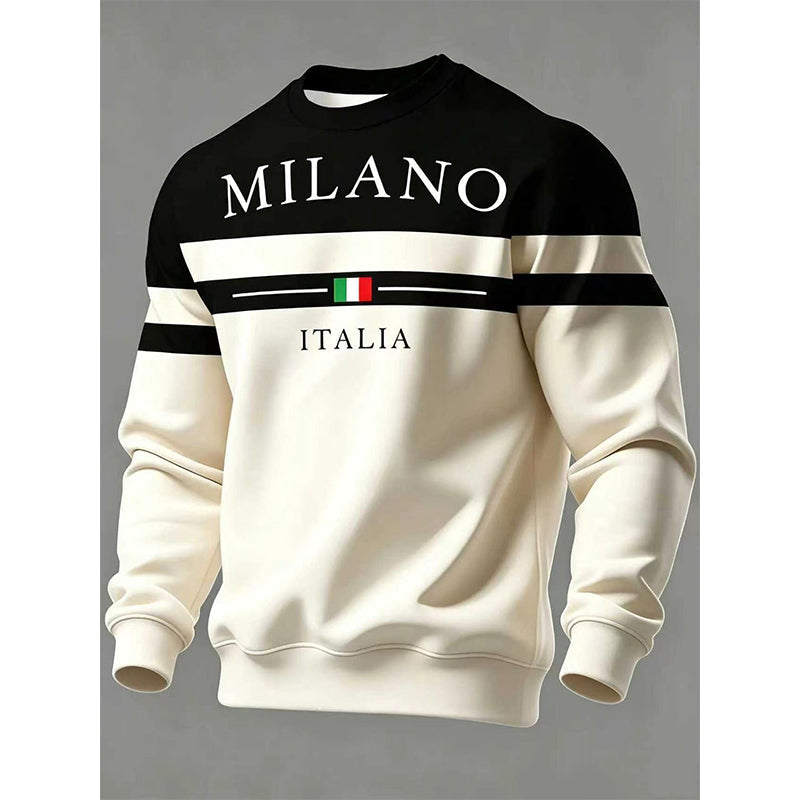 ✨Milano Italia Style, Bold Contrast | Men's Striped Graphic Sweatshirt