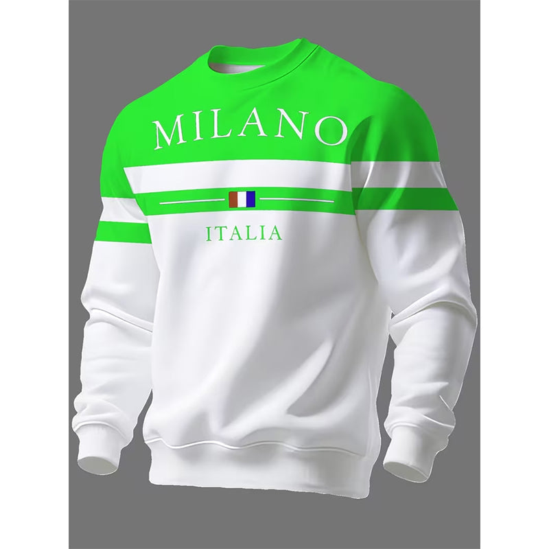✨Milano Italia Style, Bold Contrast | Men's Striped Graphic Sweatshirt
