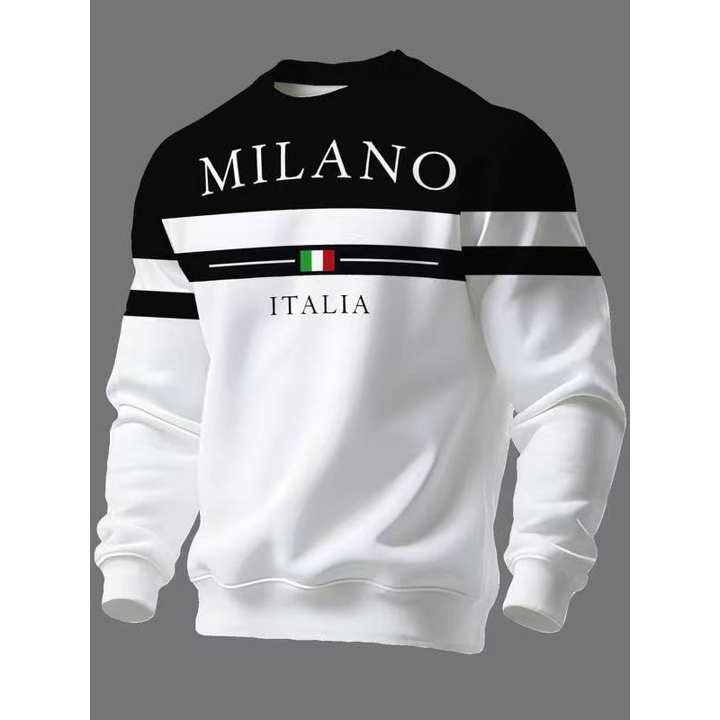 ✨Milano Italia Style, Bold Contrast | Men's Striped Graphic Sweatshirt
