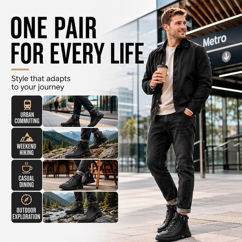 🥾 Built Tough for Every Step | Men's Waterproof Genuine Leather Combat Boots