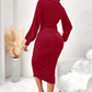 💃 Designed to Flatter | Women's V-Neck Ruched Lantern-Sleeve Bodycon Dress