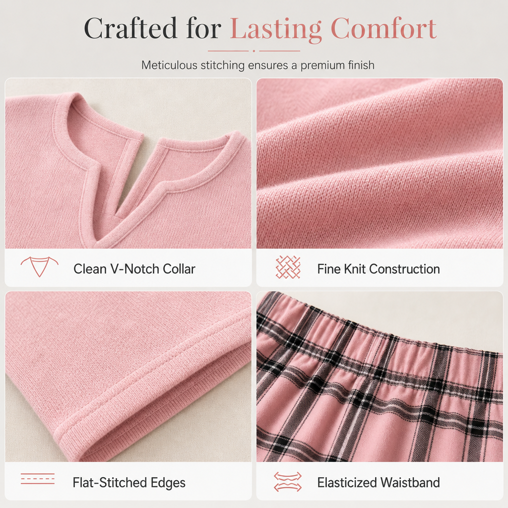 🔥 2 Pieces, Zero Matching Stress🎀☁ Women's Knit Top & Plaid Leggings Set