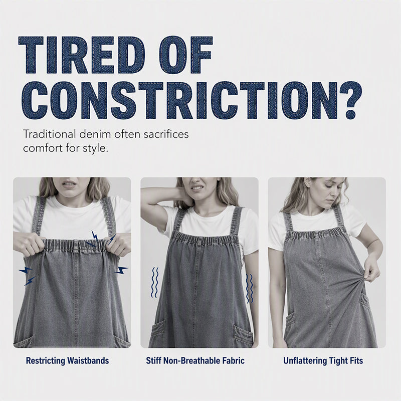 👗 Relaxed Denim, Freedom to Move | Women's Oversized Suspender Maxi Dress