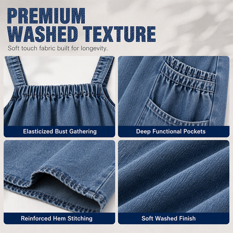 👗 Relaxed Denim, Freedom to Move | Women's Oversized Suspender Maxi Dress
