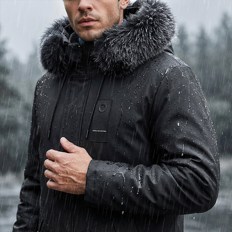 ✨Men's Windproof Hooded Thermal Mid-Length Parka Jacket