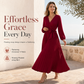 👗✨Women's Elegant Crossover V Neck Pleated Maxi Dress✨