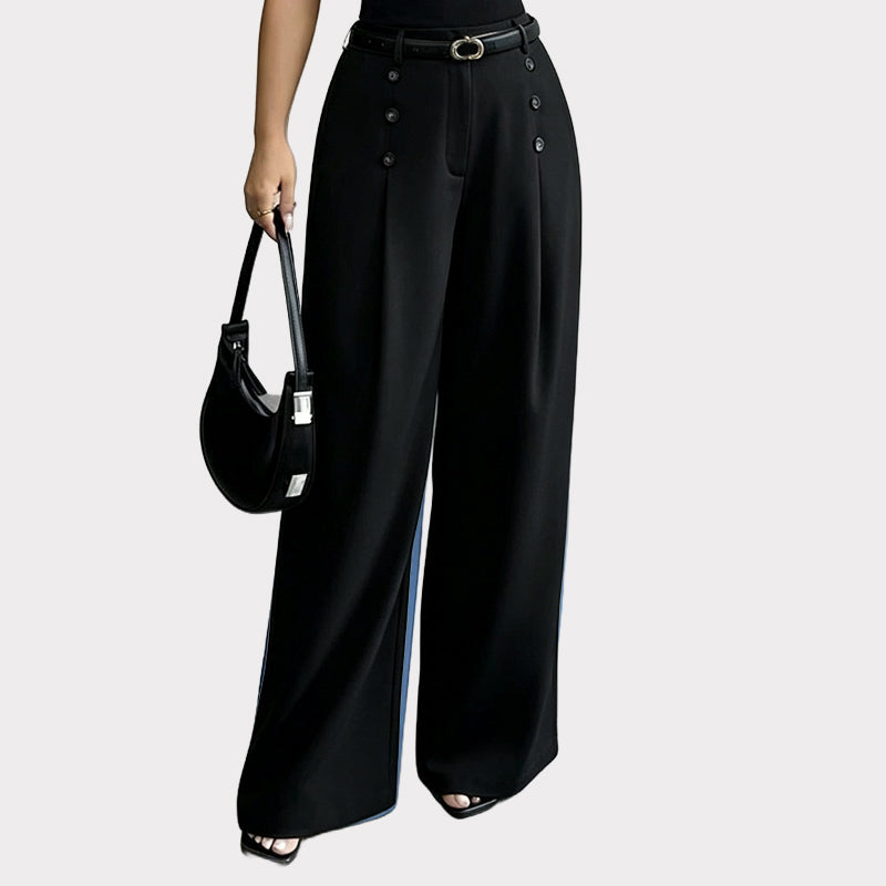🖤Black Friday Sale:50% OFF🖤✨ Double-Button Detail, Flattering Drape | Women's High-Waist Wide-Leg Pants