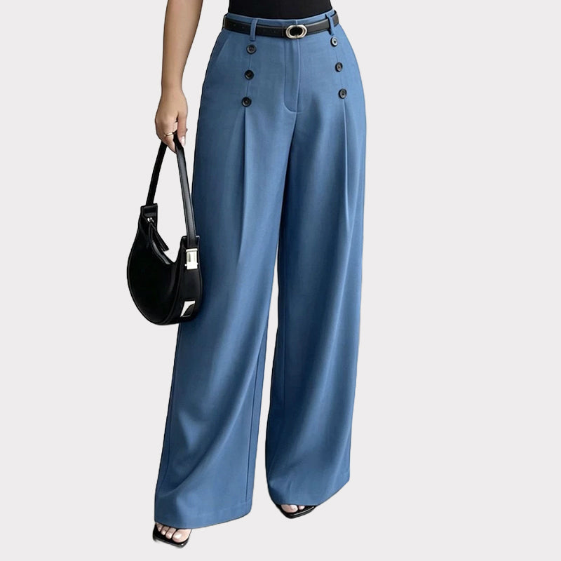 🖤Black Friday Sale:50% OFF🖤✨ Double-Button Detail, Flattering Drape | Women's High-Waist Wide-Leg Pants