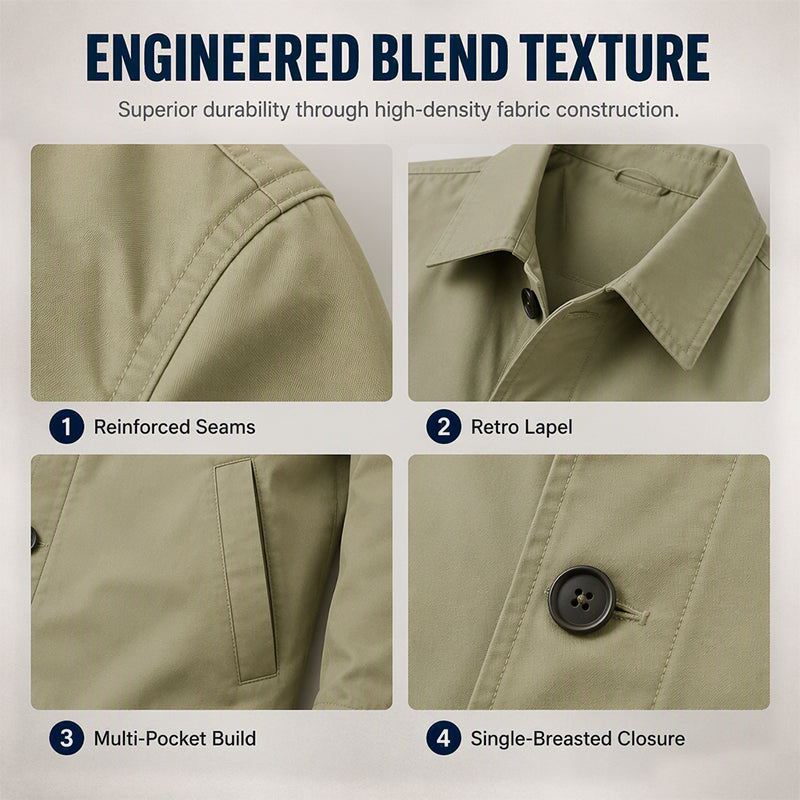 🌧️ More Coverage, Sharper Style | Men's Waterproof Mid-Length Trench Coat⚡Free shipping