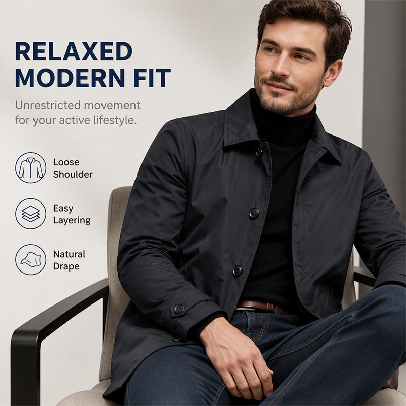 🌧️ More Coverage, Sharper Style | Men's Waterproof Mid-Length Trench Coat⚡Free shipping