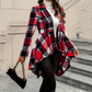 💃 Dramatic Hem, Flattering Shape | Women's Plaid High-Low Peplum Coat