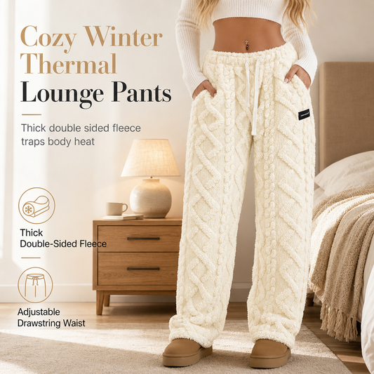🔥 Cozy Everyday Comfort❄️Women’s Flannel-Lined Embossed Straight-Leg Lounge Pants