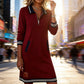 ✨ Striped Detail, Easy Quarter-Zip Style | Women's Collared Pocket Dress