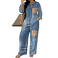 🎨 Denim Look, Lighter Feel | Women's Patchwork Wide-Leg 2-Piece Set ⚡ Free Shipping