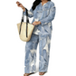 🎨 Denim Look, Lighter Feel | Women's Patchwork Wide-Leg 2-Piece Set ⚡ Free Shipping