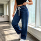 👖 Adjustable Waist, Flattering Wide-Leg Drape | Women's Drawstring Jeans