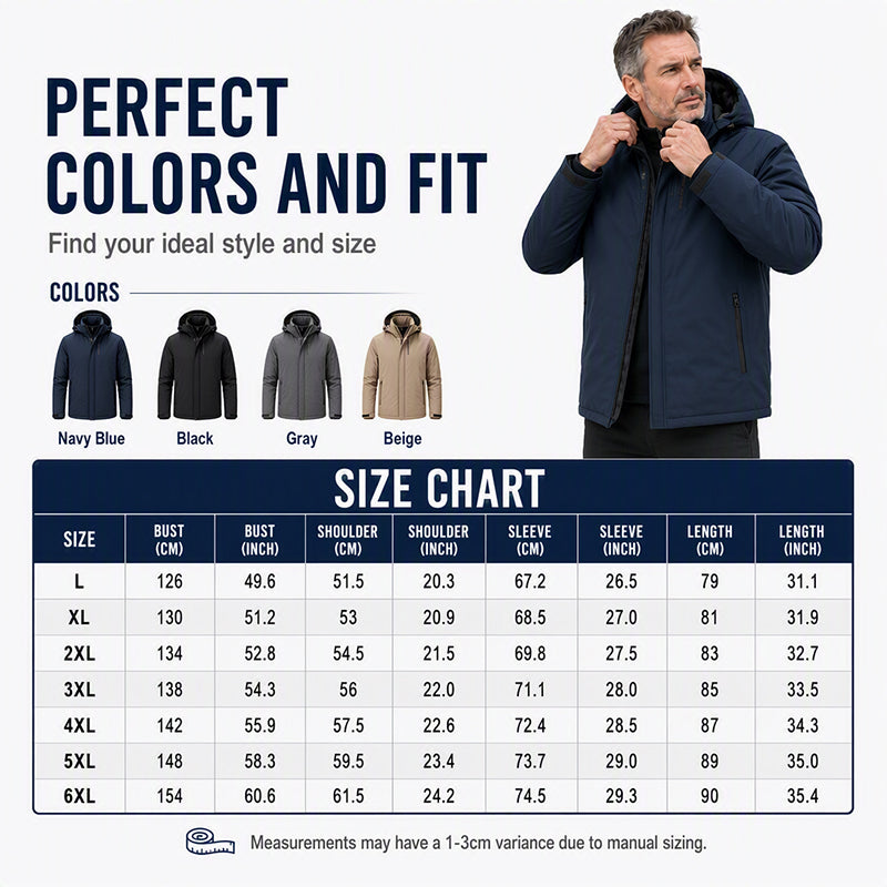 🌧️ Waterproof Protection, Plush-Lined Warmth | Men's Hooded Jacket ⚡ Free Shipping