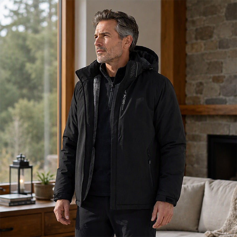 🌧️ Waterproof Protection, Plush-Lined Warmth | Men's Hooded Jacket ⚡ Free Shipping