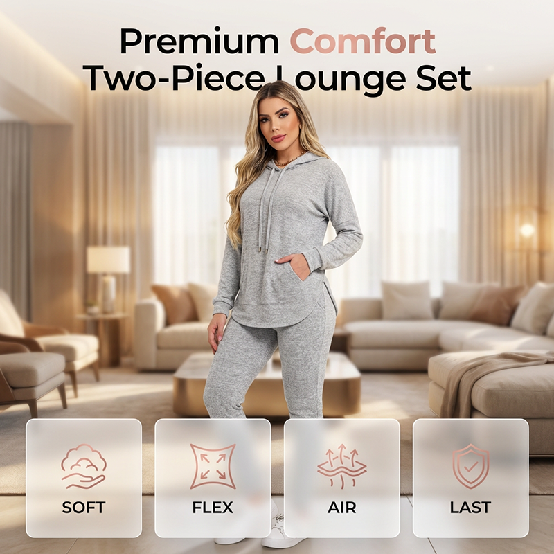 🖤Black Friday Sale:50% OFF🖤☁️ Cozy Matching Style, Easy Everyday Fit | Women's Hooded 2-Piece Set