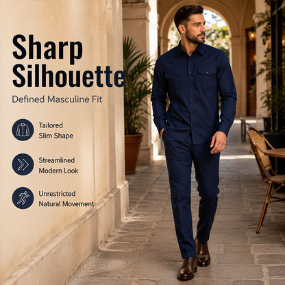 ✨ Men's Two-Piece Shirt & Pants Set – Stylish Comfort For Everyday Wear 👔