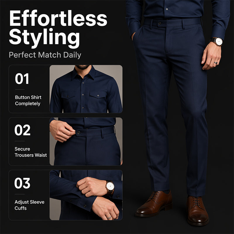 ✨ Men's Two-Piece Shirt & Pants Set – Stylish Comfort For Everyday Wear 👔