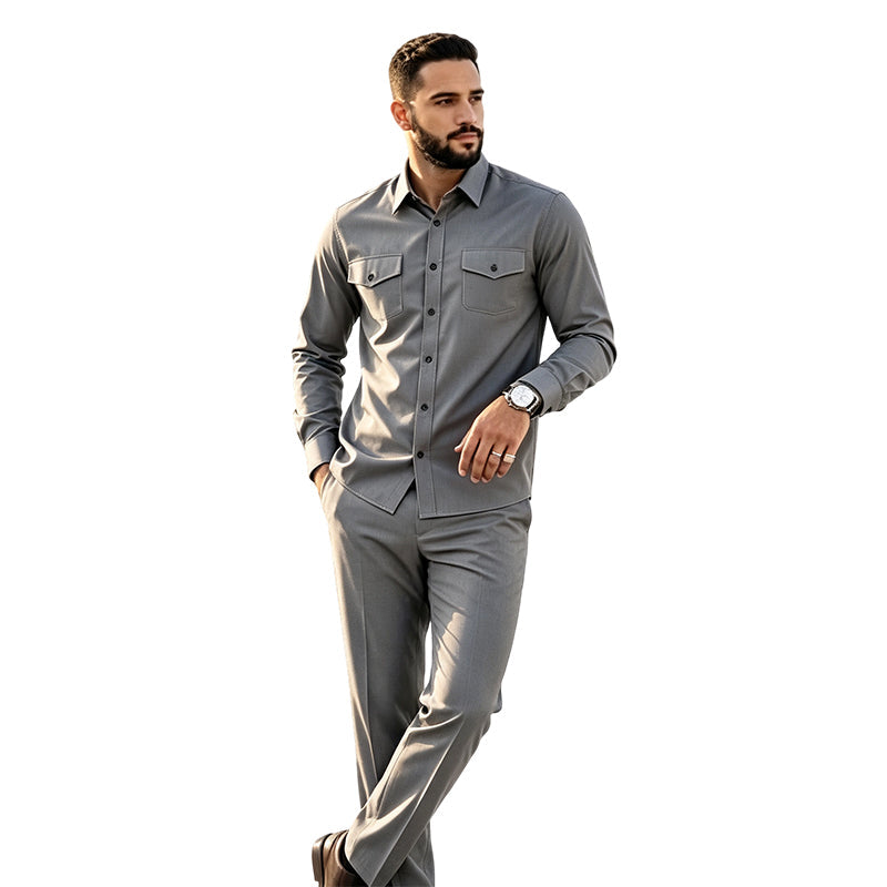 ✨ Men's Two-Piece Shirt & Pants Set – Stylish Comfort For Everyday Wear 👔